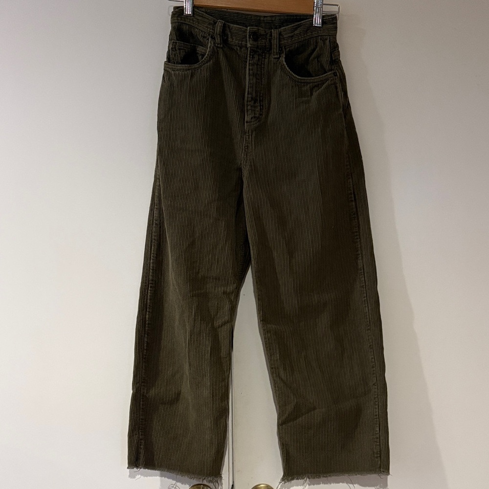 Top Shop-Olive Green Corduroy Pants